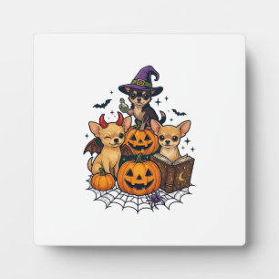 Halloween Chihuahua Honden Pompoenen Heksenhoed Sp Fotoplaat