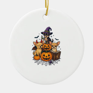 Halloween Chihuahua Honden Pompoenen Heksenhoed Sp Keramisch Ornament