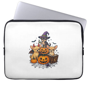 Halloween Chihuahua Honden Pompoenen Heksenhoed Sp Laptop Sleeve