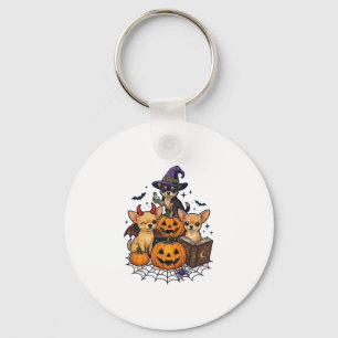 Halloween Chihuahua Honden Pompoenen Heksenhoed Sp Sleutelhanger
