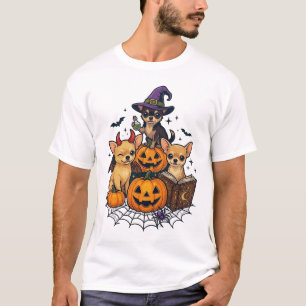 Halloween Chihuahua Honden Pompoenen Heksenhoed Sp T-shirt