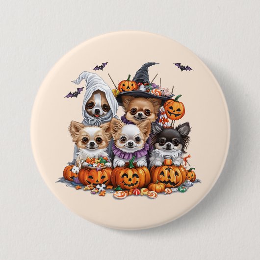 Halloween Chihuahua Honden Ronde Button 7,6 Cm (Voorkant)