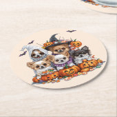 Halloween Chihuahua Honden Ronde Kartonnen Onderzetter (Gebogen)