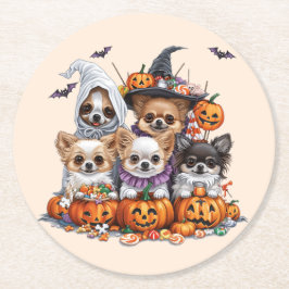 Halloween Chihuahua Honden Ronde Kartonnen Onderzetter