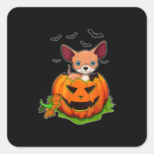 Halloween Chihuahua Hondenliefhebbers Pumpkin Grun Vierkante Sticker