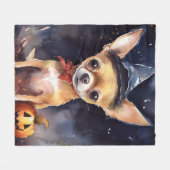 Halloween chihuahua met pompoenen eng fleece deken (Voorkant (Horizontaal))