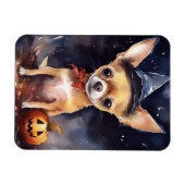 Halloween chihuahua met pompoenen eng magneet (Horizontaal)