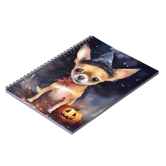 Halloween chihuahua met pompoenen eng notitieboek (Linkerzijde)
