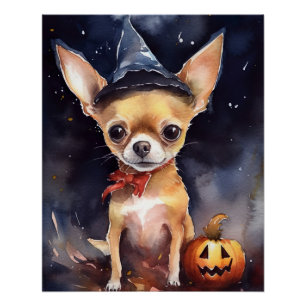 Halloween chihuahua met pompoenen eng perfect poster