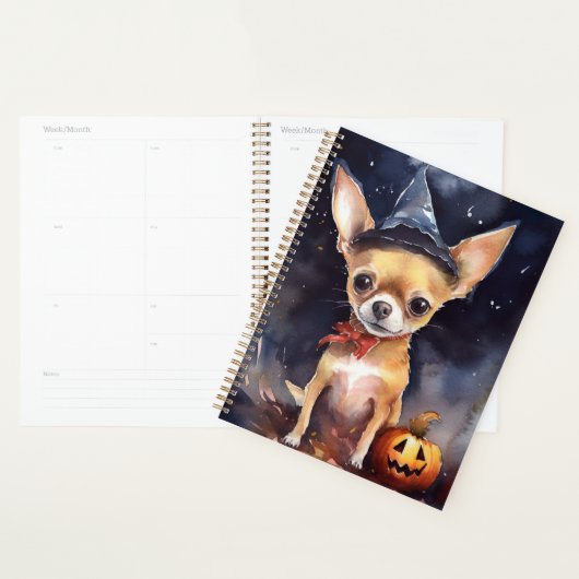 Halloween chihuahua met pompoenen eng planner (Display)