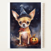Halloween chihuahua met pompoenen eng planner (Achterkant)
