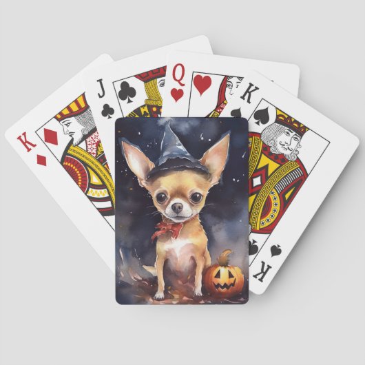 Halloween chihuahua met pompoenen eng pokerkaarten (Achterkant)