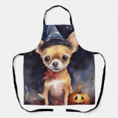 Halloween chihuahua met pompoenen eng schort (Voorkant)