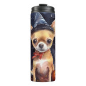 Halloween chihuahua met pompoenen eng thermosbeker (Voorkant)