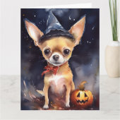 Halloween Chihuahua Met Pompoenen Griezelen Kaart (Voorkant)