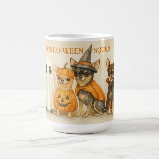 Halloween Chihuahua Mug – Cute Ghost, Pumpkin,  Koffiemok (Center)