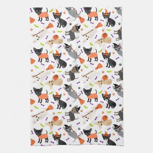 Halloween Chihuahua Theedoek (Verticaal)