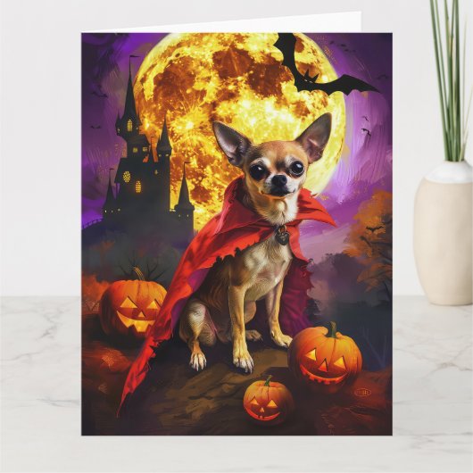 Halloween Chihuahua Vampire Pumpkins eng Kaart (Voorkant)