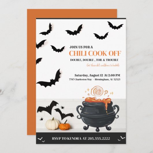 Halloween Chili Cook Off uitnodiging (Voorkant / Achterkant)