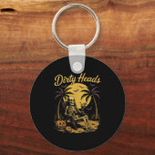 Halloween Chill Skeleton Dirty Heads Retro For Men Sleutelhanger (Voorkant)