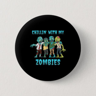 Halloween Chillin Met Mijn Zombies Jongens Meisjes Ronde Button 5,7 Cm