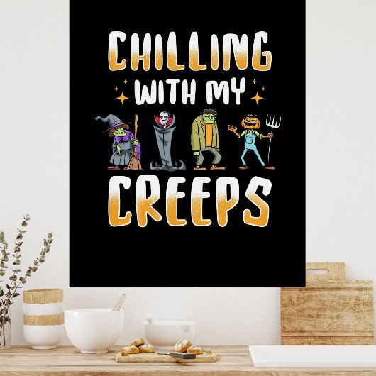 Halloween Chilling met Creeps Poster (Keuken)