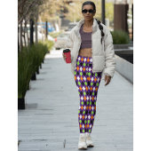 Halloween Chique Paarse Oranje Groene Harlekijn Pa Leggings