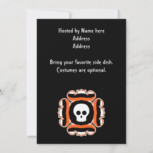 Halloween chique schedel party kaart (Achterkant)