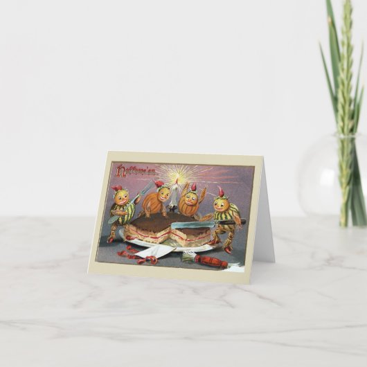 Halloween Chocolade Glazuur Cake Vintage Kaart (Voorkant)