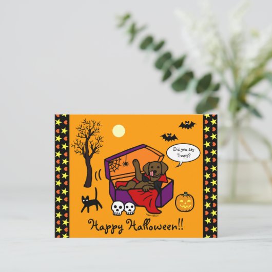 Halloween Chocolate Lab Vampire Briefkaart (Staand voorkant)