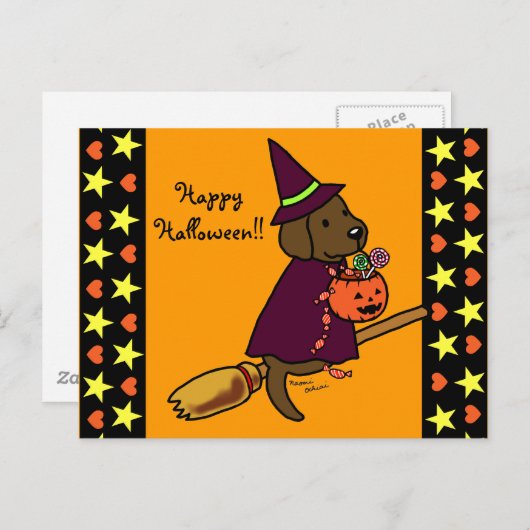 Halloween Chocolate Labrador Cartoon 1 Briefkaart (Voorkant / Achterkant)