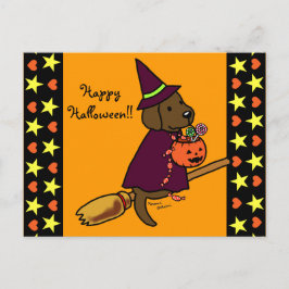 Halloween Chocolate Labrador Cartoon 1 Briefkaart