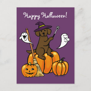 Halloween Chocolate Labrador Cartoon 2 Briefkaart