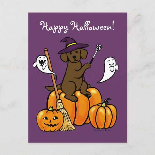 Halloween Chocolate Labrador Cartoon 2 Briefkaart (Voorkant)