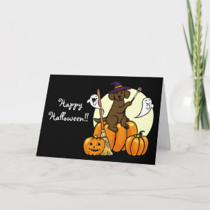Halloween Chocolate Labrador Cartoon 2 Kaart