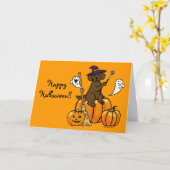 Halloween Chocolate Labrador Cartoon 2 Kaart (Gele Bloem)