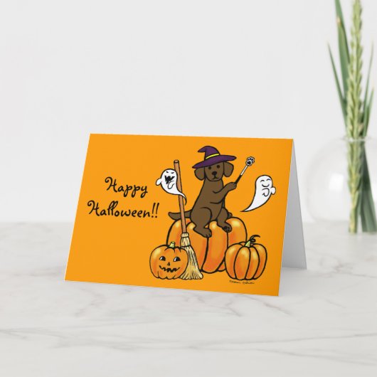 Halloween Chocolate Labrador Cartoon 2 Kaart (Voorkant)