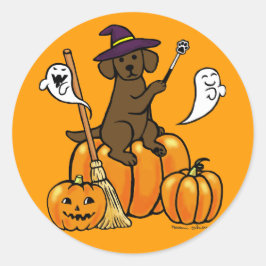 Halloween Chocolate Labrador Cartoon 2 Ronde Sticker