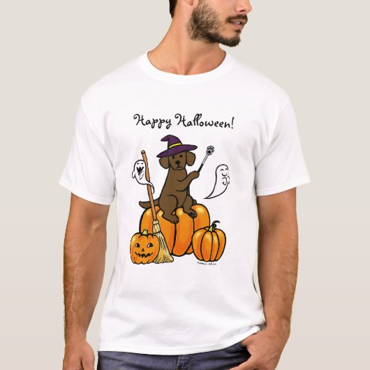 Halloween Chocolate Labrador Cartoon 2 T-shirt (Voorkant)