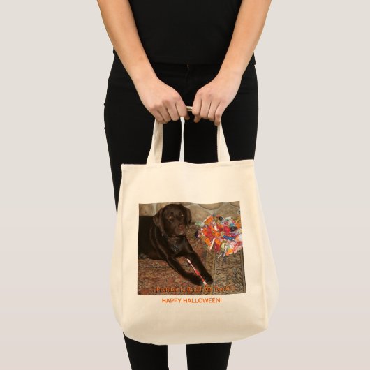Halloween Chocolate Labrador Dog met zoete tand Tote Bag (Voorkant (product))