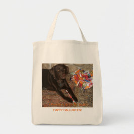 Halloween Chocolate Labrador Dog met zoete tand Tote Bag