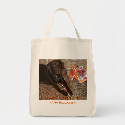 Halloween Chocolate Labrador Dog met zoete tand Tote Bag (Voorkant)