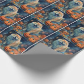 Halloween Chow Chow Met Pompoenen Eng Cadeaupapier (Hoek)