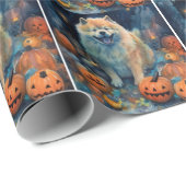 Halloween Chow Chow Met Pompoenen Eng Cadeaupapier (Rol Hoek)