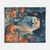 Halloween Chow Chow Met Pompoenen Eng Fleece Deken (Voorkant (Horizontaal))