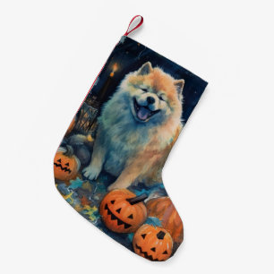 Halloween Chow Chow Met Pompoenen Eng Kleine Kerstsok