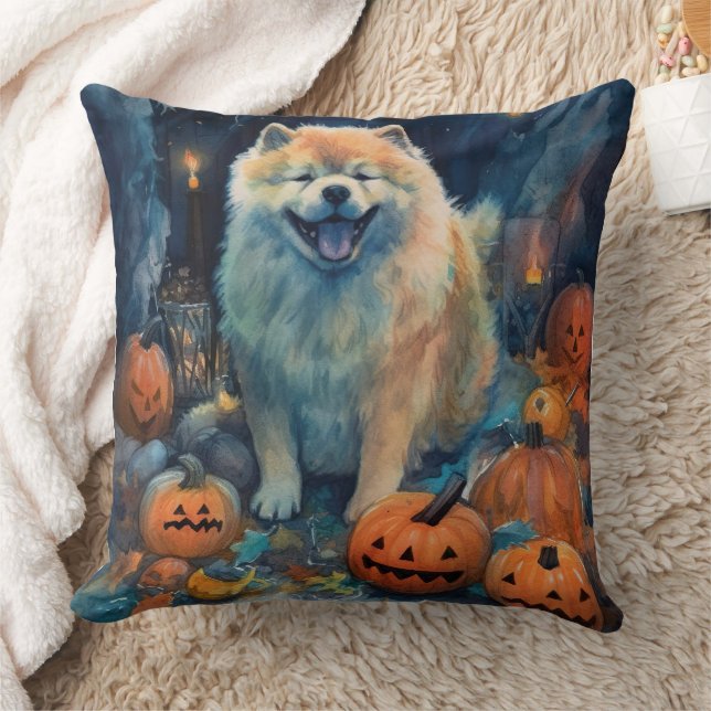 Halloween Chow Chow Met Pompoenen Eng Kussen (Deken)