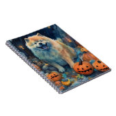 Halloween Chow Chow Met Pompoenen Eng Notitieboek (Rechterzijde)