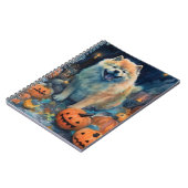 Halloween Chow Chow Met Pompoenen Eng Notitieboek (Linkerzijde)