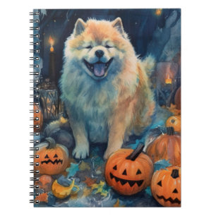 Halloween Chow Chow Met Pompoenen Eng Notitieboek